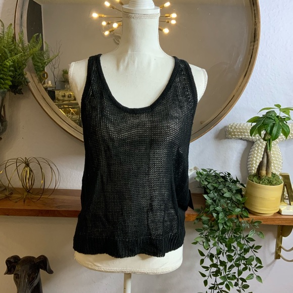 Robert Rodriguez Black Open Knit Sleeveless Top L New with Tags - Picture 1 of 6